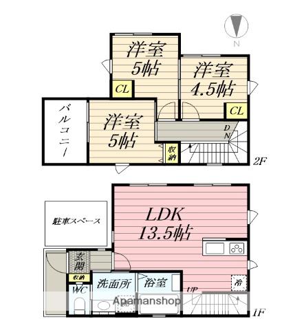 東武鉄道東上線 川越市駅 徒歩18分 2階建 築2年(3LDK)の間取り写真