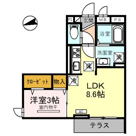 D-SERENO仙波町(1LDK/1階)の間取り写真