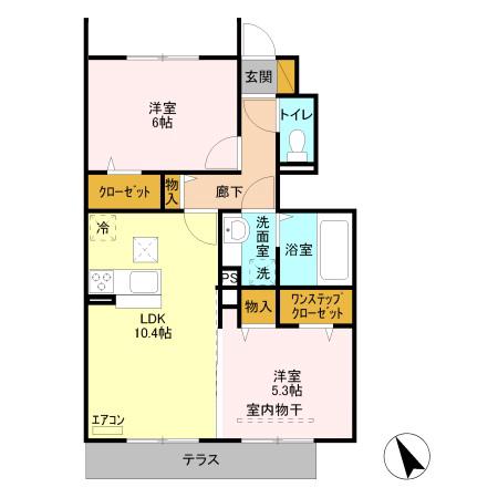 メゾンブランシェ(2LDK/1階)の間取り写真