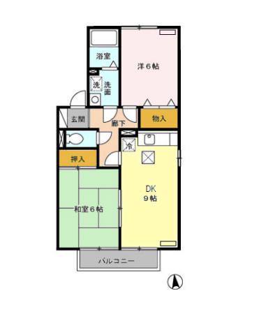 レフィナードA/B(2DK/1階)の間取り写真
