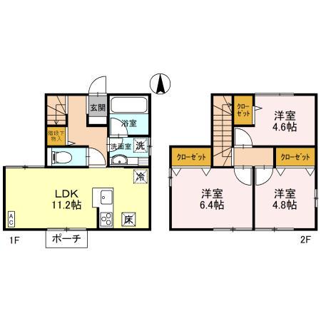 東武鉄道東上線 霞ケ関駅(埼玉) 徒歩14分 2階建 築2年(3LDK)の間取り写真