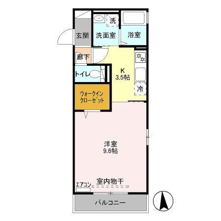 グランメール南台(1K/2階)の間取り写真