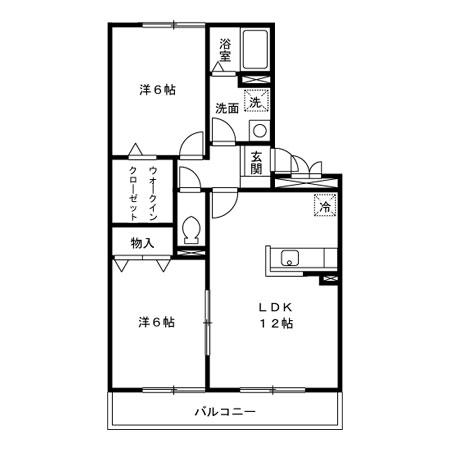 フェニックス小仙波 A/B(2LDK/1階)の間取り写真