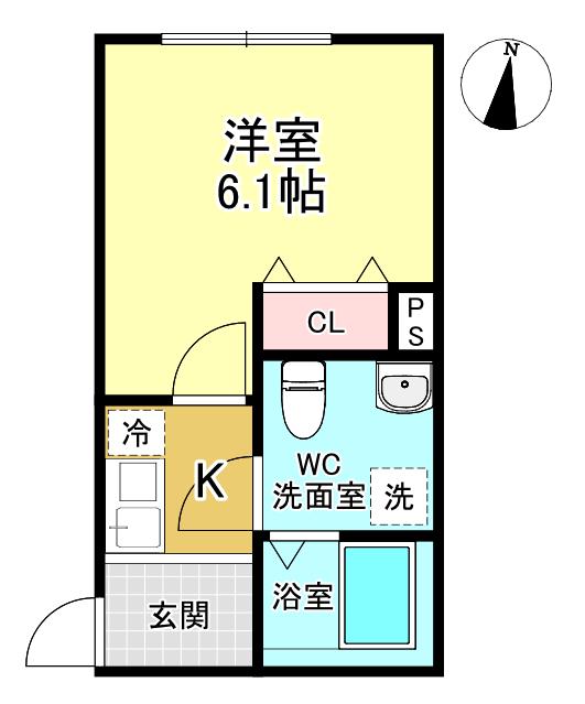オーシャンハイツ本川越(1K/3階)の間取り写真