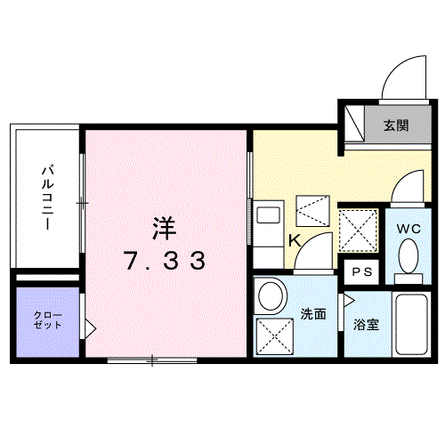 SWEET P(1K/1階)の間取り写真