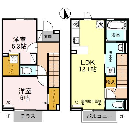 リバーサイド神明(2LDK/1階)の間取り写真