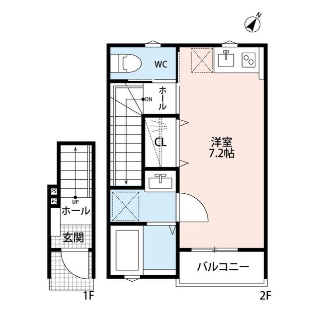 グランソフィア上福岡(ワンルーム/2階)の間取り写真