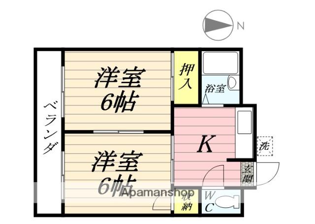 マンション三鈴(2K/1階)の間取り写真