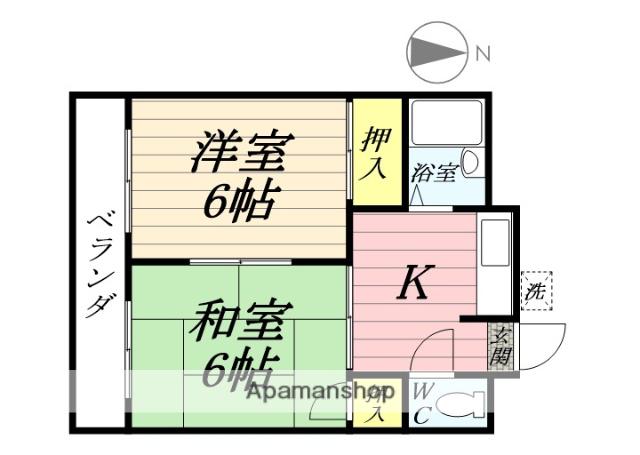 マンション三鈴(2K/2階)の間取り写真