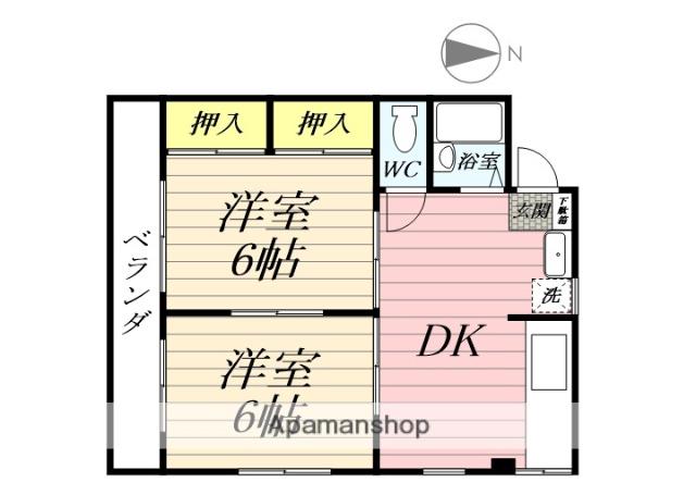 マンション三鈴(2DK/2階)の間取り写真