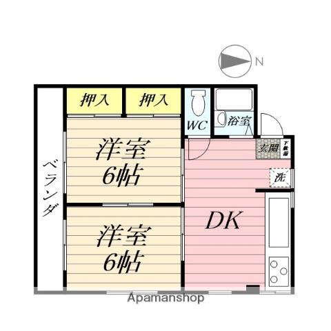 マンション三鈴(2DK/3階)の間取り写真