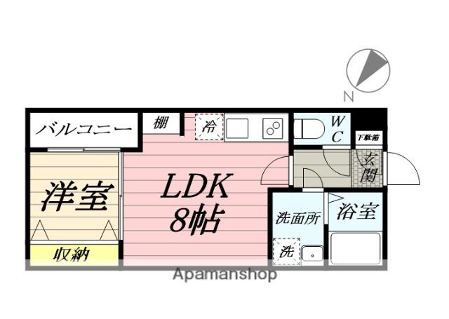 川越こもれびLYCKA(1LDK/2階)の間取り写真