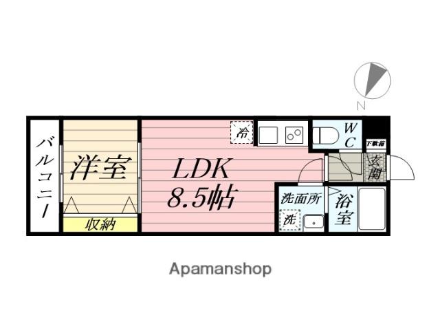 川越こもれびLYCKA(1LDK/3階)の間取り写真