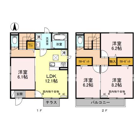 川越線 的場駅 徒歩7分 2階建 築10年(4LDK)の間取り写真