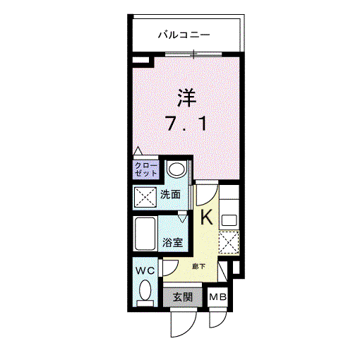 ライズ脇田町 B館(1K/2階)の間取り写真