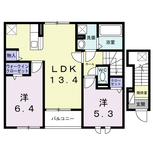 RUSCELLEⅡ(2LDK/2階)の間取り写真