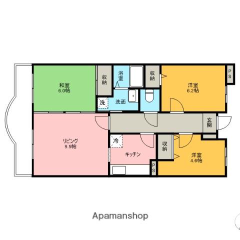 ミレニアムリュウ(3LDK/3階)の間取り写真