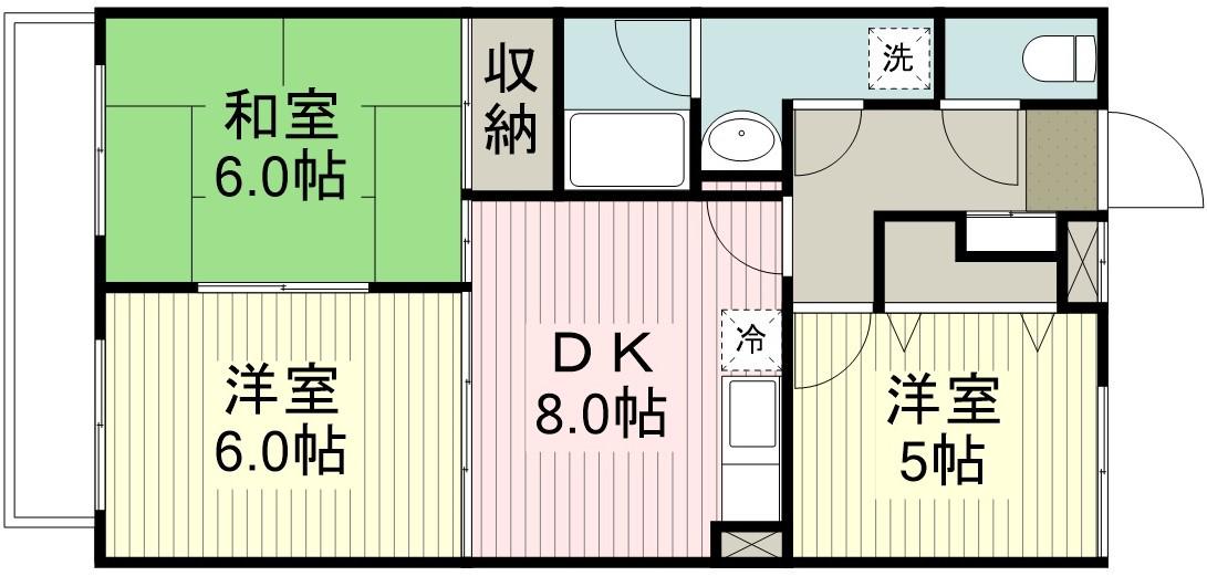 ルミエール松ヶ丘(3DK/1階)の間取り写真