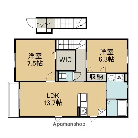 フェリシードⅠ(2LDK/2階)の間取り写真
