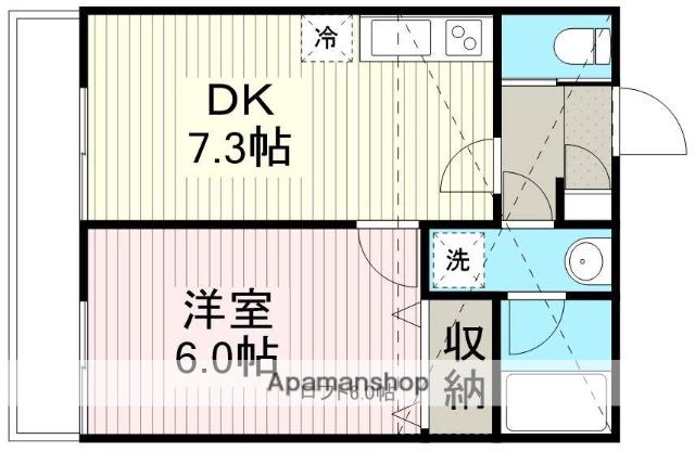 グリーゼK(1DK/1階)の間取り写真