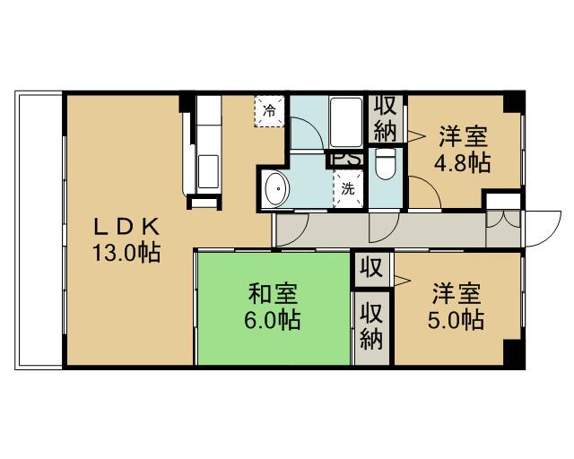 アクシスソメイ(3LDK/5階)の間取り写真