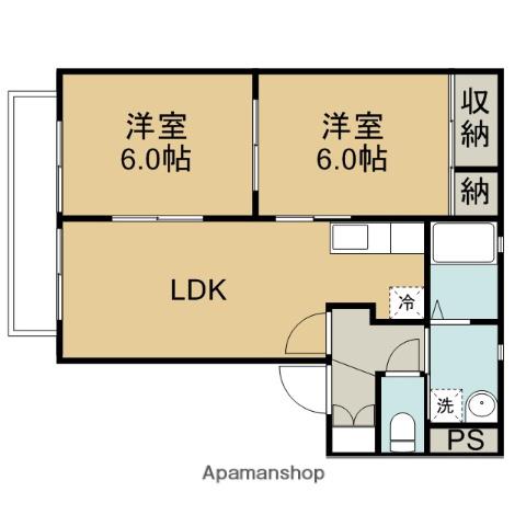 ヴェリタ霞Ⅰ(2LDK/2階)の間取り写真