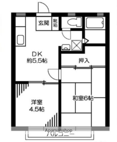 ブリーズ若葉(2DK/2階)の間取り写真