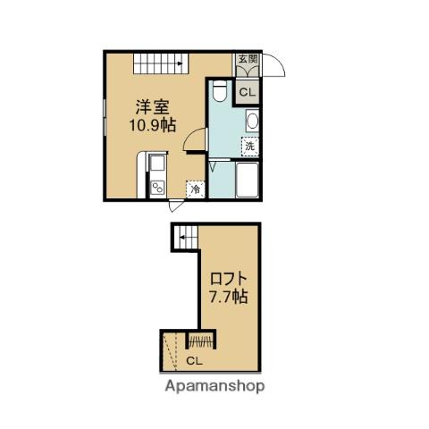 プリマ高麗川 壱番館(ワンルーム/1階)の間取り写真