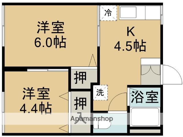 ゾンネコーポ(2K/2階)の間取り写真