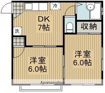 フォーブル高松(2DK/2階)の間取り写真