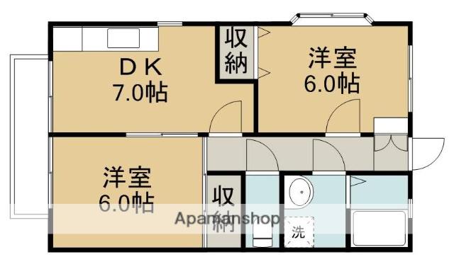 メゾン山王A棟(2DK/2階)の間取り写真