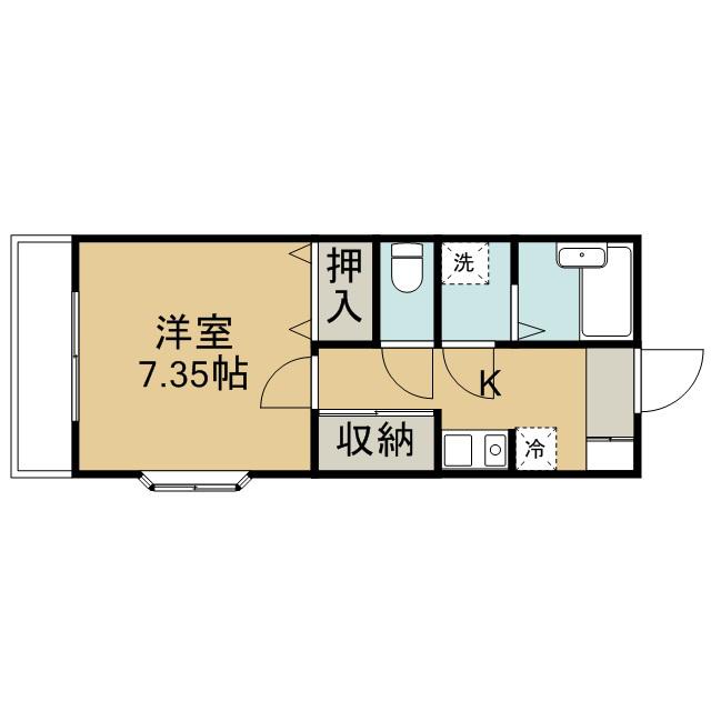 シャルム2(1K/2階)の間取り写真