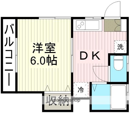 コーポ入谷Ⅱ(1DK/2階)の間取り写真