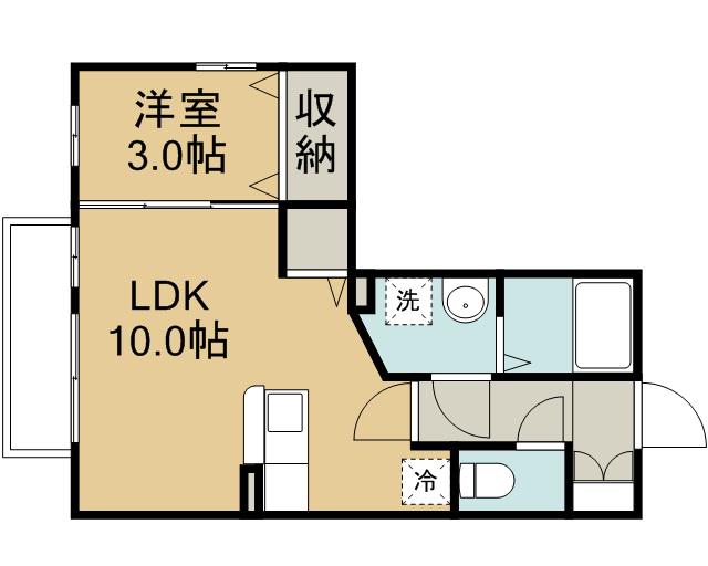 ベルデュール(1LDK/2階)の間取り写真