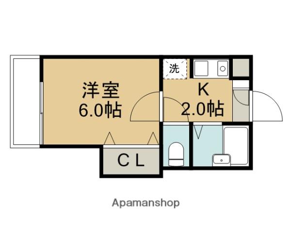 コーポ二本杉B棟(1K/1階)の間取り写真