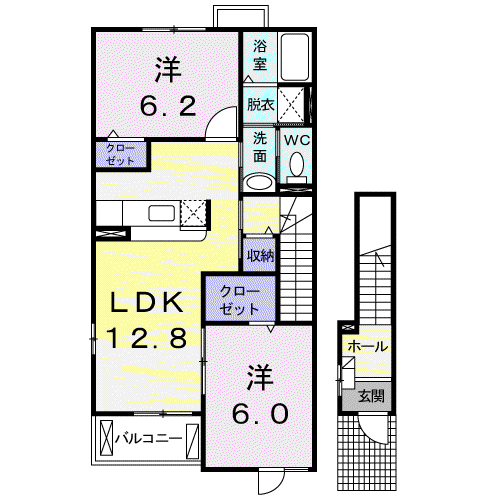 ミルトⅠ(2LDK/2階)の間取り写真