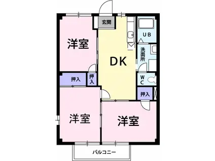 アリーズASAKO(3DK/2階)の間取り写真