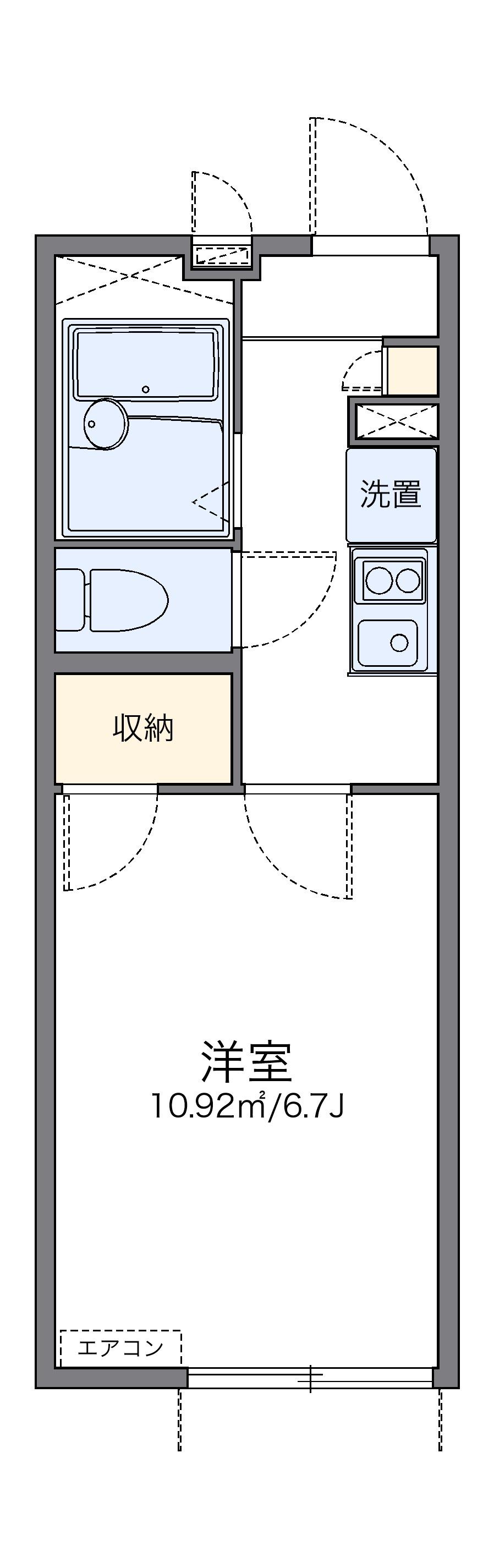 レオパレスローズ(1K/1階)の間取り写真