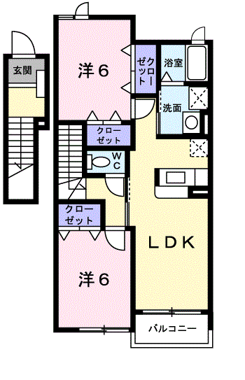 クラール(2LDK/2階)の間取り写真