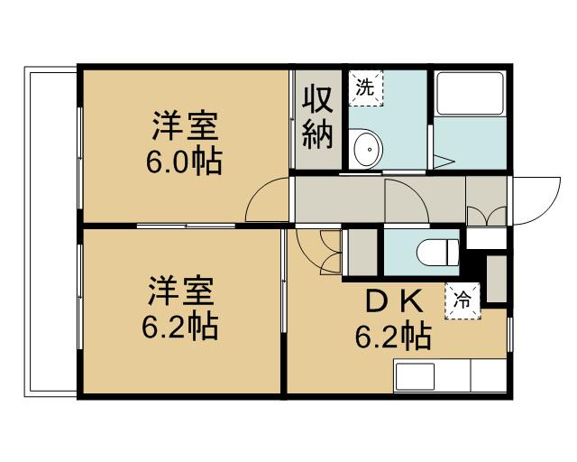 グリーンエコビレッジ(2DK/1階)の間取り写真