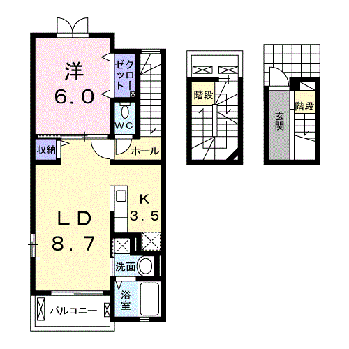 コンチェルトA(1LDK/3階)の間取り写真