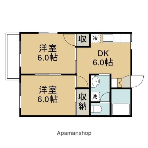 アゼリア芦山(2DK/1階)の間取り写真