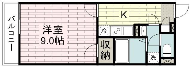 クレイノグローリアⅣ(1K/3階)の間取り写真