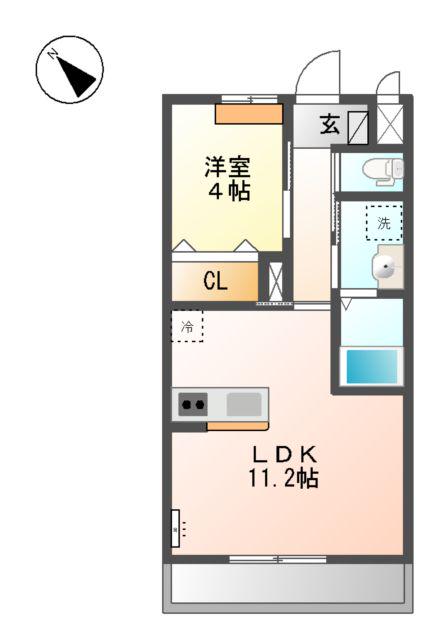 イーロ グレッソ(1LDK/2階)の間取り写真