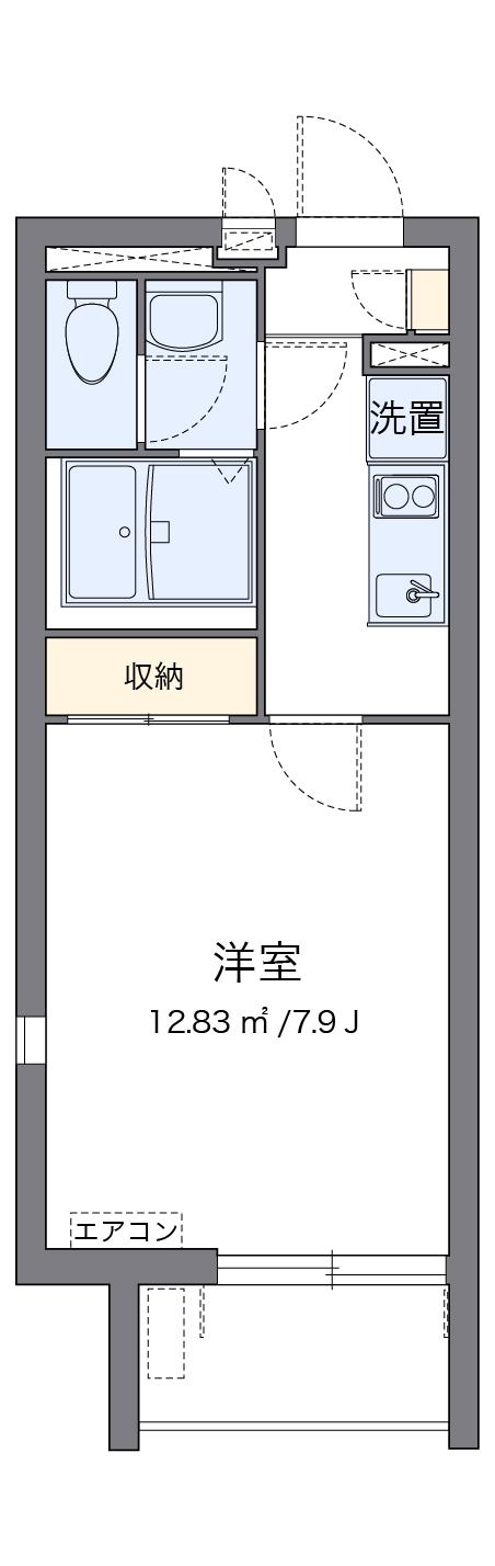 クレイノ黄金屋Ⅲ(1K/2階)の間取り写真