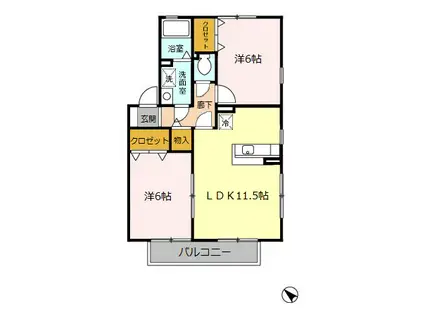 メイプルタウン川越的場 ABCDEG(2LDK/2階)の間取り写真