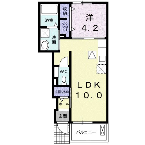エアリーコート(1LDK/1階)の間取り写真