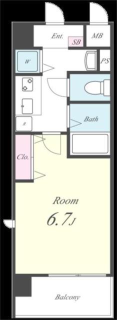 クレベール(1K/7階)の間取り写真