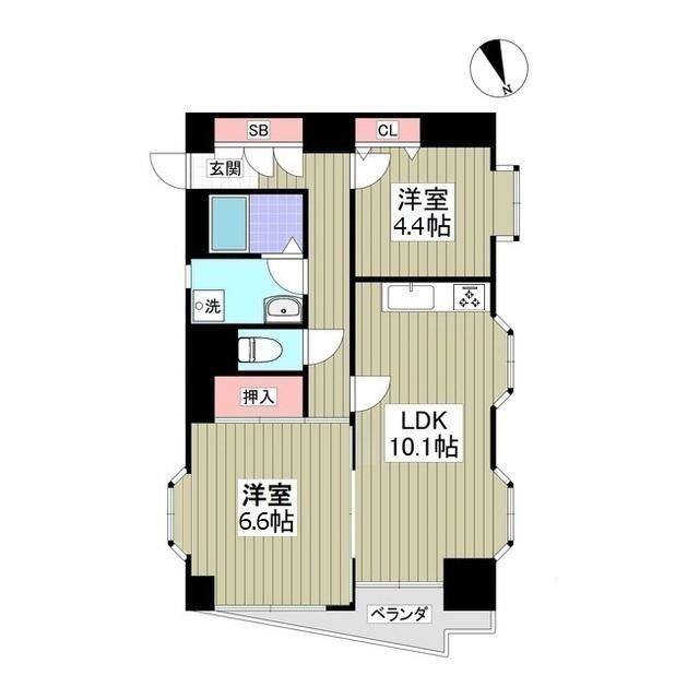 かさまビル9(2LDK/4階)の間取り写真