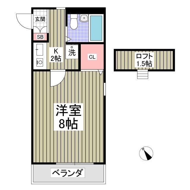 ニッショウハウスⅢ(1K/1階)の間取り写真